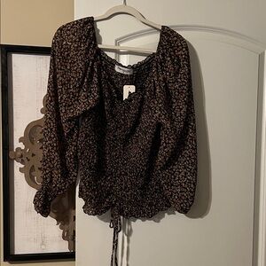 Impressions Black Floral Blouse